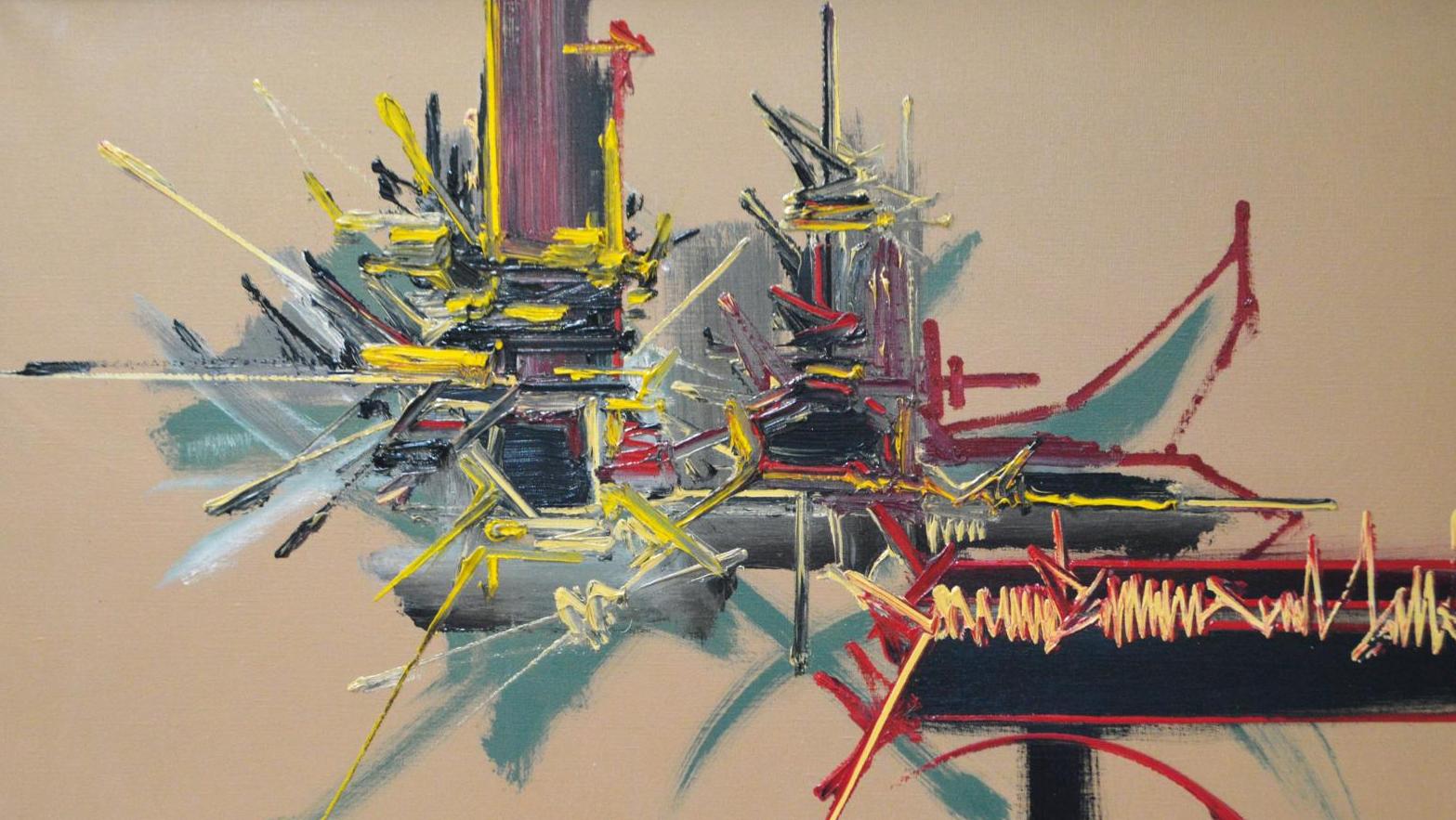 Georges Mathieu (1921-2012), Amomum abstraction, 1978, huile sur toile, 59 x 73 cm.... Un geste inimitable de Georges Mathieu