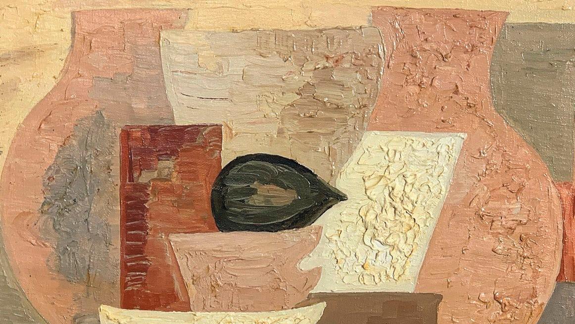 Serge Charchoune (1888-1975), Nature morte à la figue, 1926, huile sur toile, 31 x 40 cm.... Serge Charchoune, des formes simples et pures