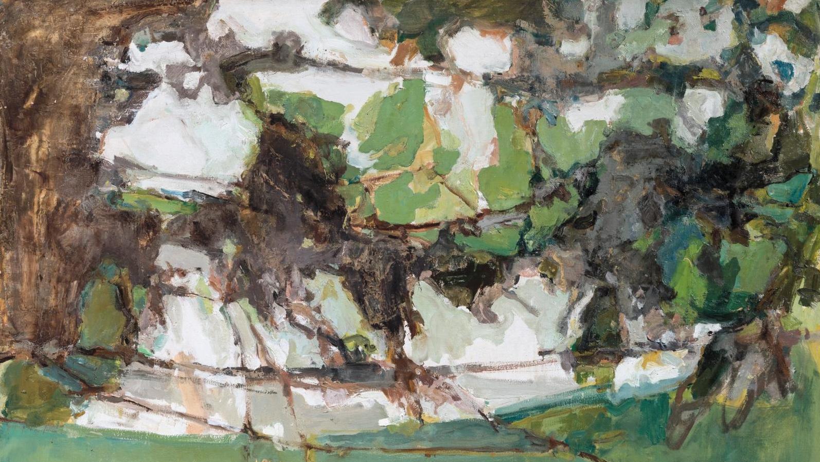 Pierre Montheillet (1923-2011), Paysage abstrait, huile sur toile, signée en bas... Des succès pour la peinture de Pierre Montheillet