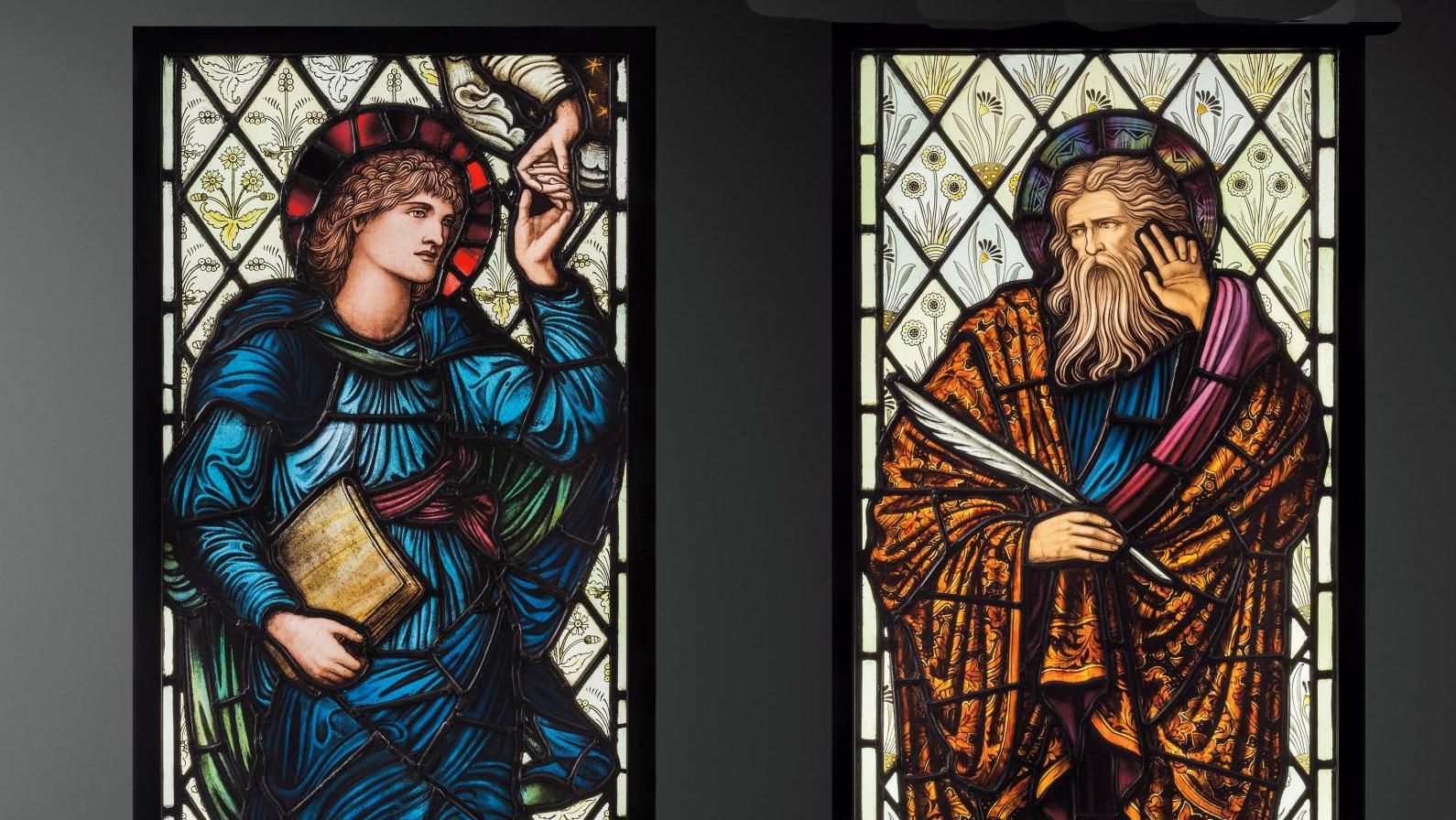 Edward Burne-Jones 1833-1898, Enoch et Jérémie, deux vitraux d’un ensemble de huit... La Tefaf des Français
