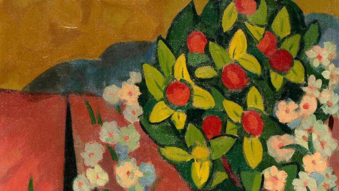 André Lhote (1885-1962), Oranger et cyprès, 1910, huile sur toile rentoilée, 73 x 52 cm... Collection Weil Thenon, la peinture du sol au plafond 
