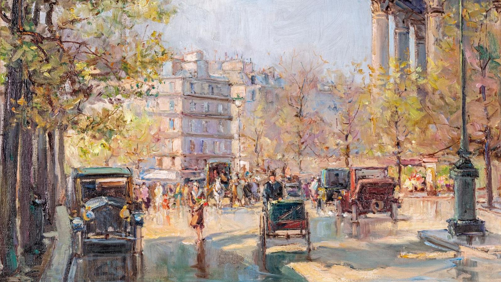 Georges Lapchine (1885-1950), Place de la Madeleine à Paris, huile sur toile, 60 x 73 cm.... Des paysagistes à Paris et en Provence