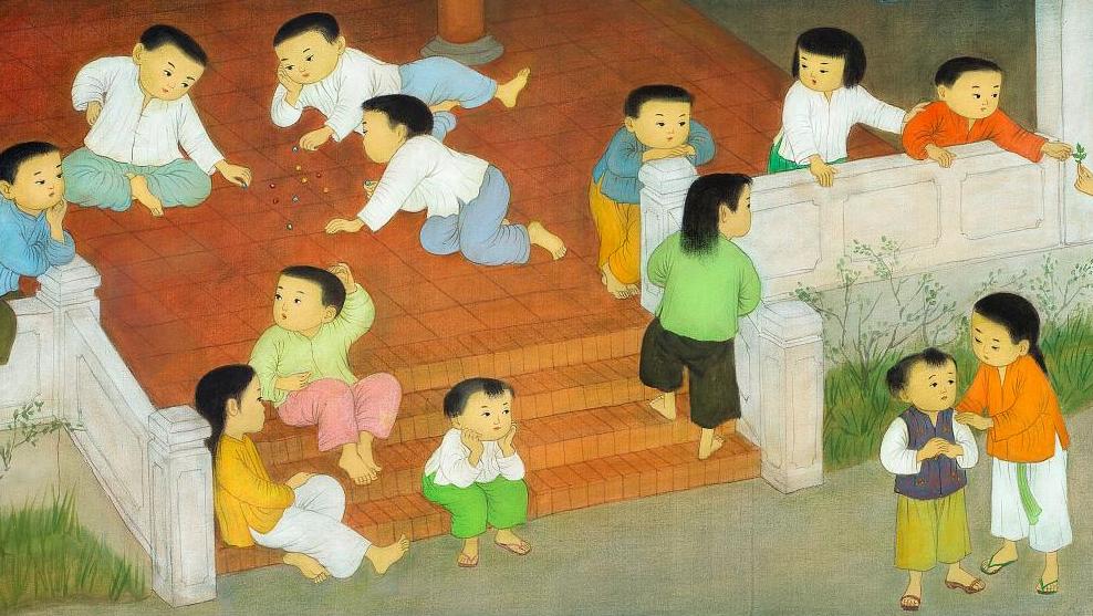 Mai Trung Thu, dit Mai-Thu (1906-1980), Joie de vivre II, 1963, encre et couleurs... Visions d’enfance des peintres du Vietnam