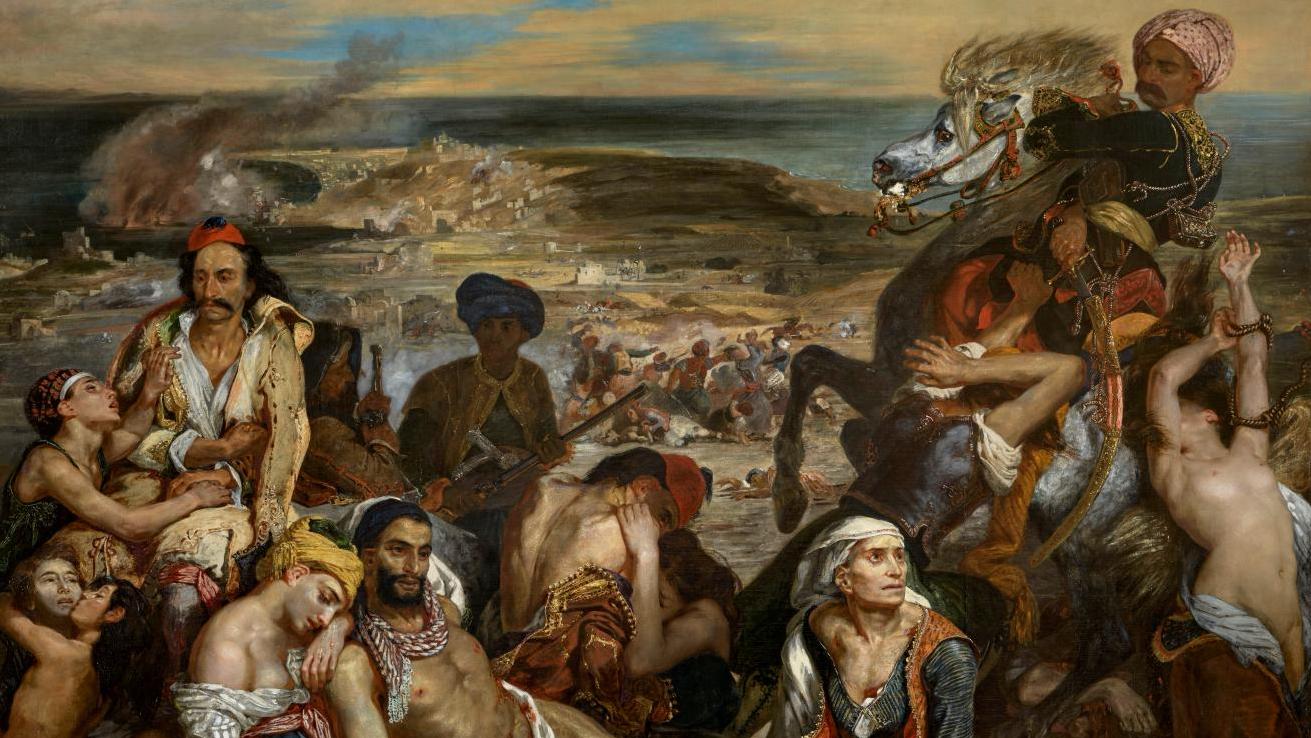 Eugène Delacroix (1798-1863), Scène des massacres de Scio, 1824, 1824 Salon, Oil... New Life for Massacre at Chios 