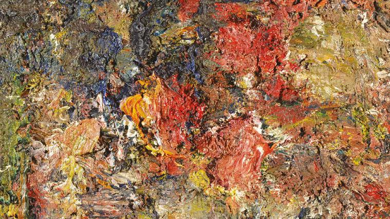 Eugène Leroy (1910-2000), Fleurs, vers 1990, huile sur toile, 61 x 50 cm.Adjugé :... Des fleurs par Leroy, Venise par Brayer 