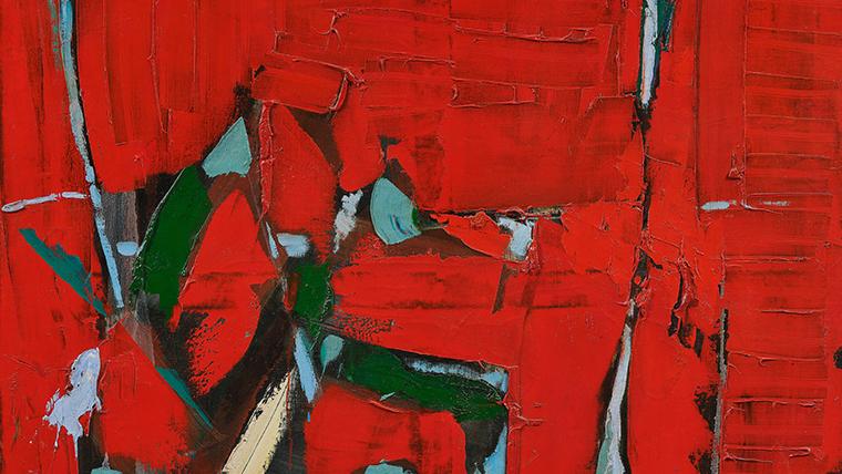 Olivier Debré (1920-1999), Figure rouge, 1962, huile sur toile, 145 x 114 cm.Estimation... Olivier Debré : signe, espace, couleur