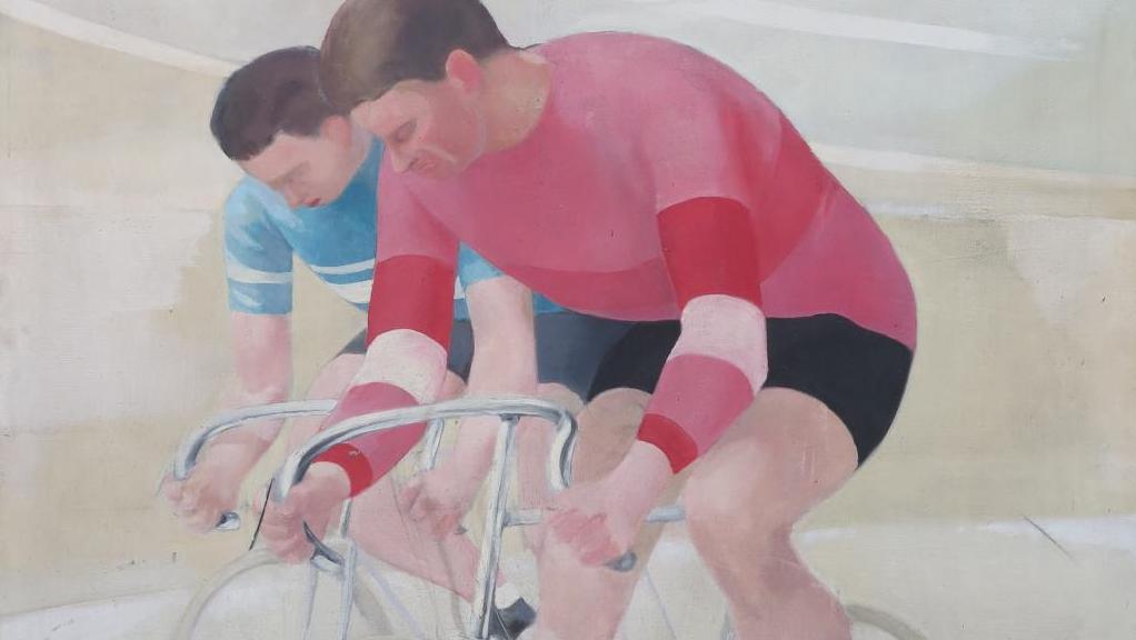 Alfred Gaspart (1900-1993), Les Cyclistes, huile sur toile, cachets de la vente,... Alfred Gaspart, du stalag à la liberté