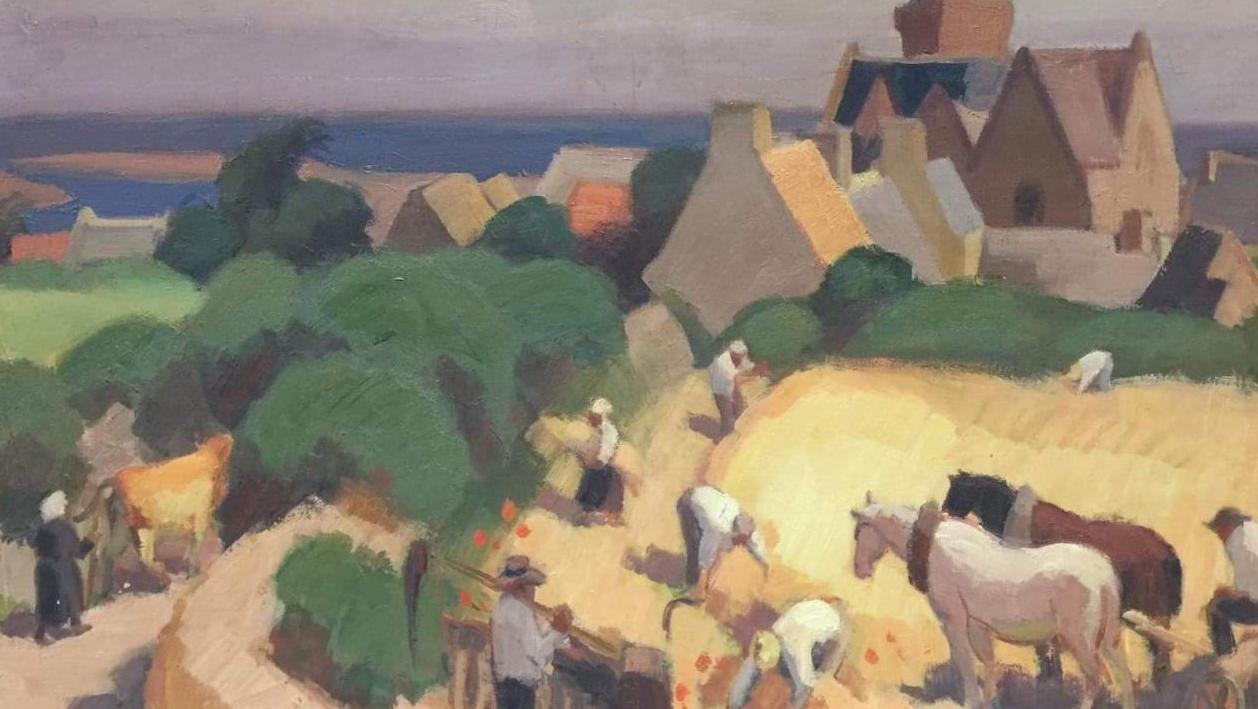 Jules-Émile Zingg (1882-1942), Harvest near Lannion, Brittany, oil on canvas, 73... Zingg: In Praise of the Rural World 
