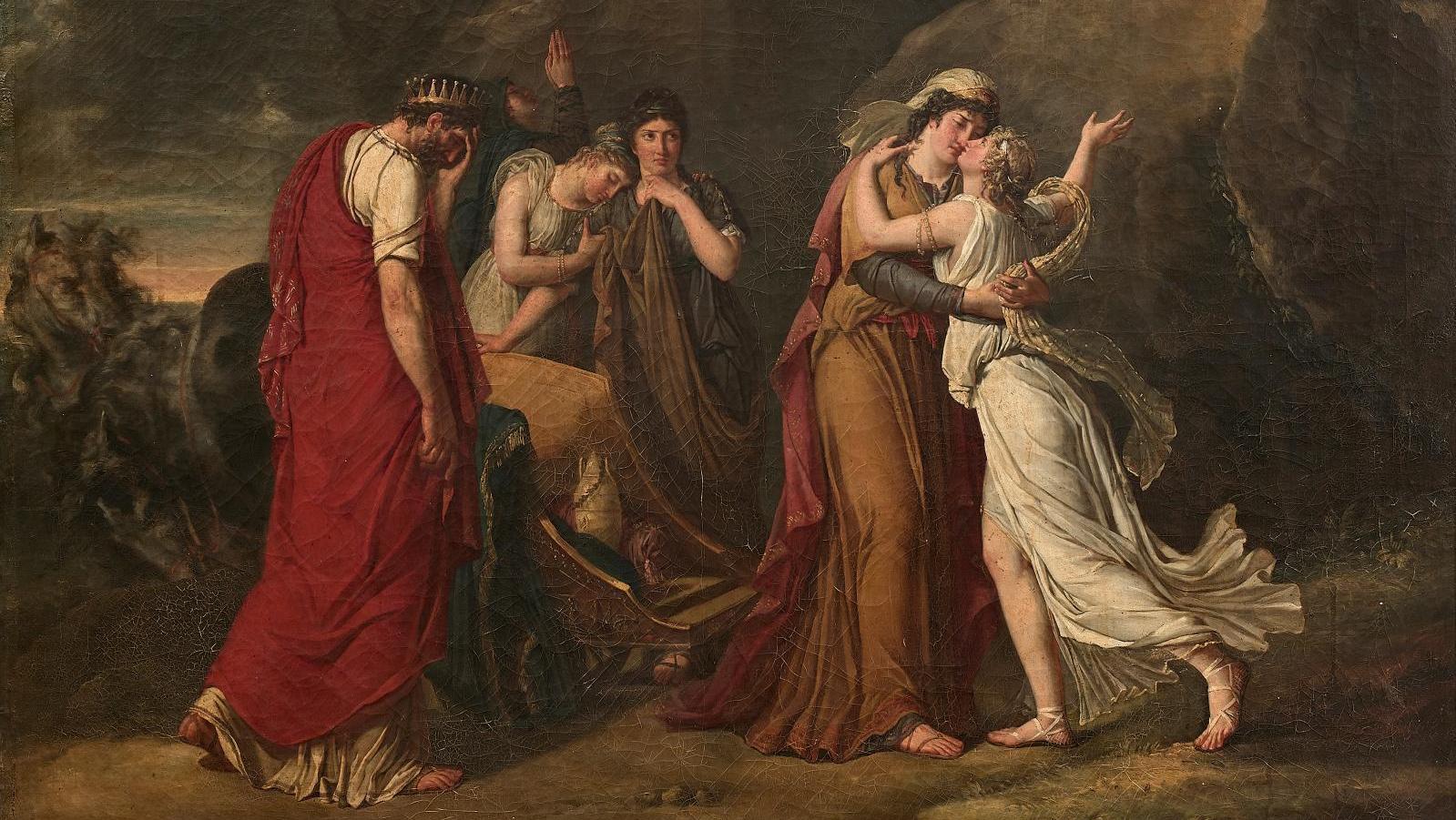 Marie Guillemine Benoist (1768-1826), Les Adieux de Psyché à sa famille, huile sur... L’audace de Marie Guillemine dans un sujet rarissime. Une redécouverte