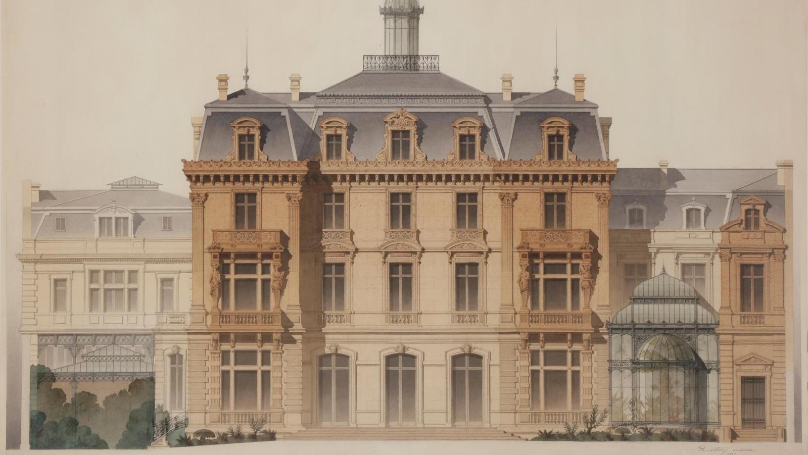 Denis-Louis Destors (1816-1882), Élévation de la façade sur le parc de l’hôtel de... L’hôtel de Camondo, entre cour et jardin