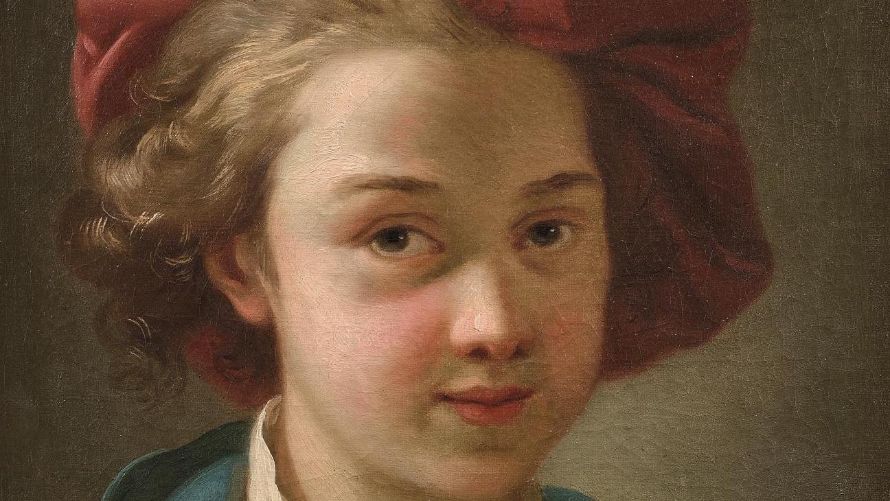 Joseph Marie Vien (1716-1809), Portrait de Jean-Marie Vien, fils de l’artiste, toile,... L’amour paternel au XVIIIe siècle par Joseph-Marie Vien