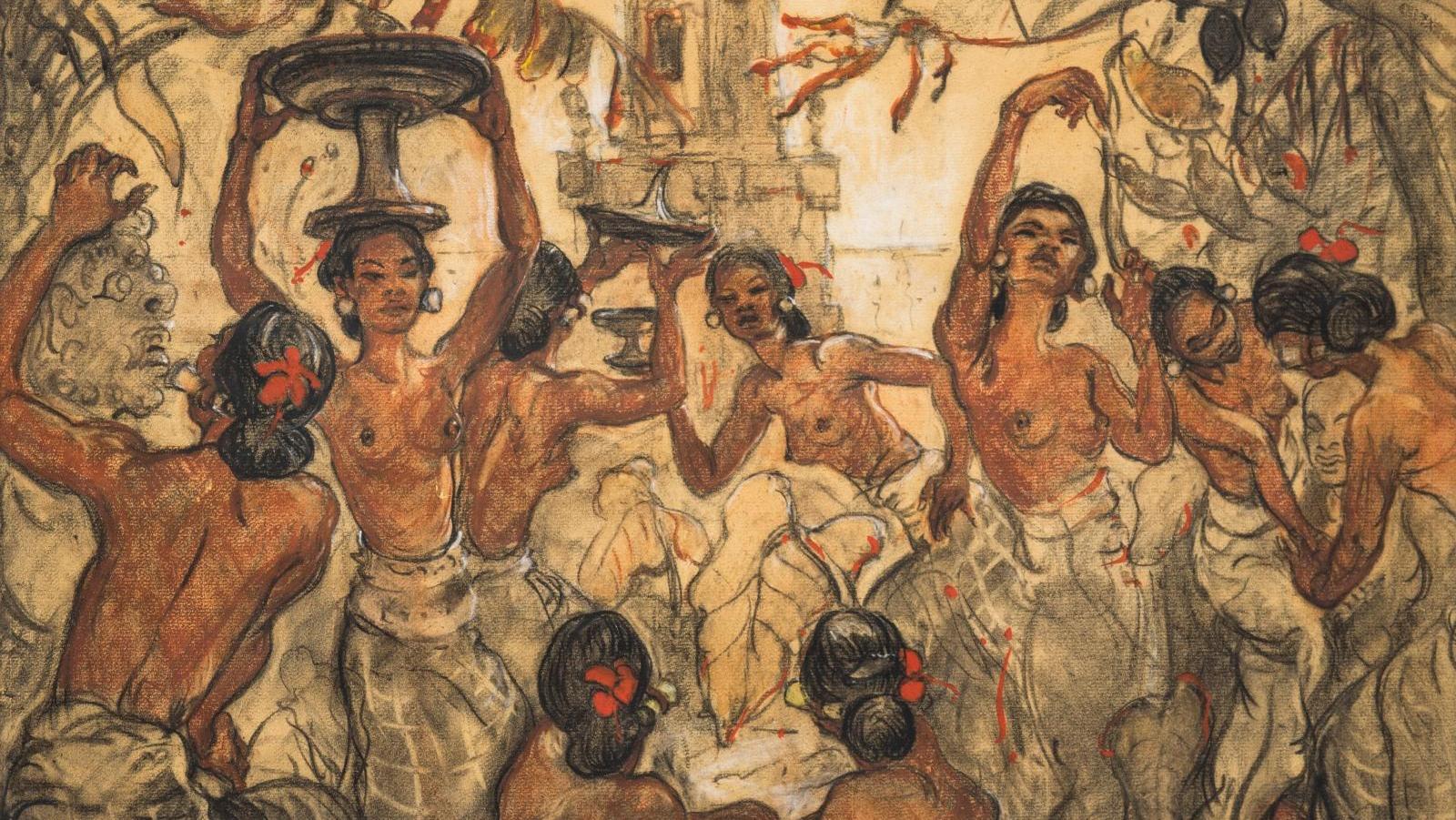 Adrien-Jean Le Mayeur (1880-1958), Danseuses des temples d’Angkor Vat, dessin au... Adrien Jean Le Mayeu, un Belge à Angkor Vat