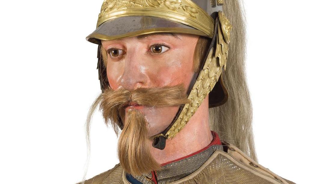 Mannequin de Cent-Garde(1856-1870) et son équipement complet, casque, soubreveste,... Corps de garde