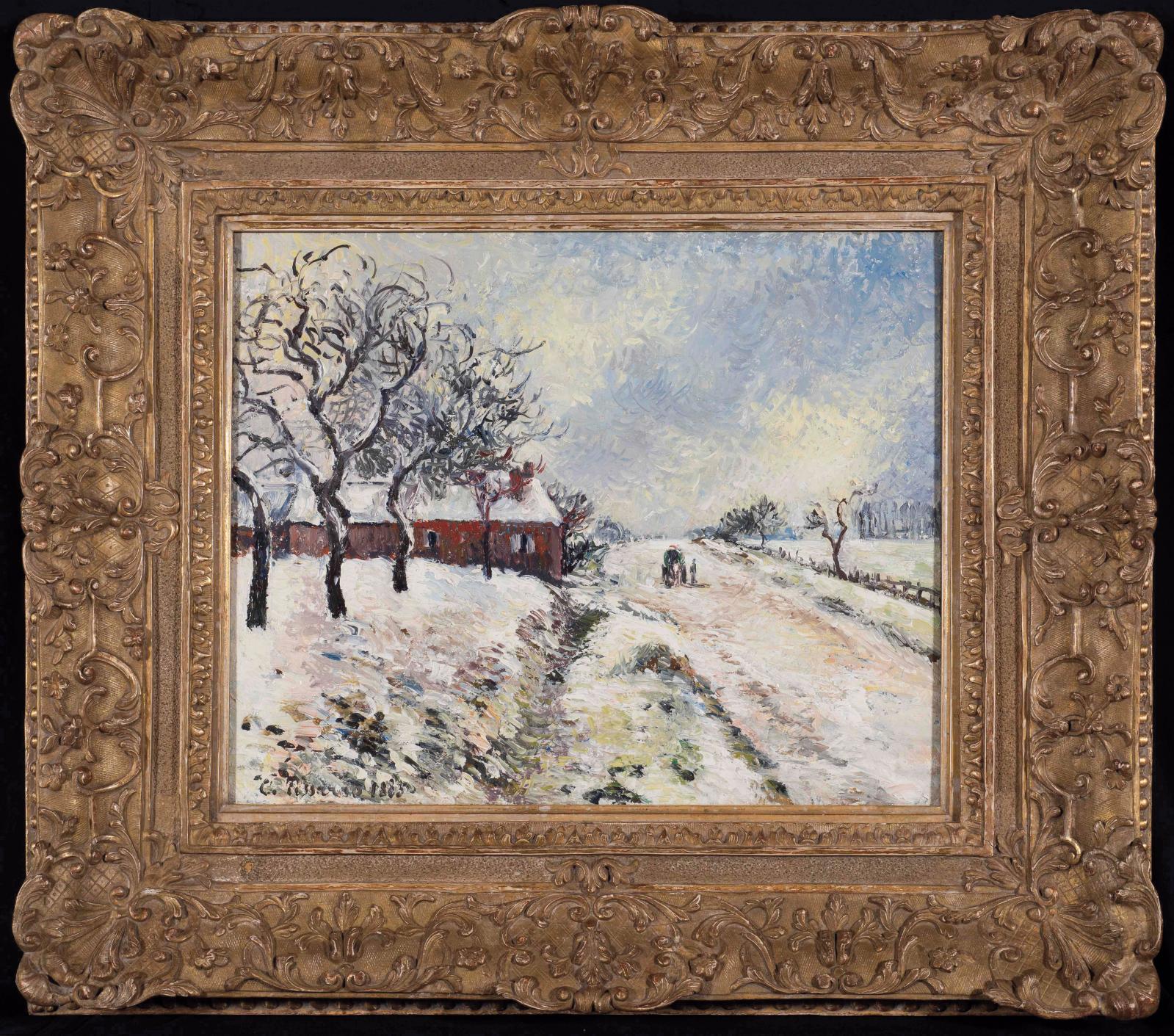 Camille Pissarro (1830-1903), Route enneigée avec maison, environs d’Éragny, 1885 (détail). COURTESY STERN PISSARRO 