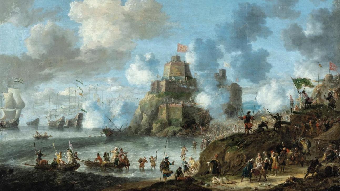 Joannes ou Jan Peeters (1624-1678), L’Attaque d’une citadelle en Méditerranée par... Une bataille d’anthologie de Joannes Peeters