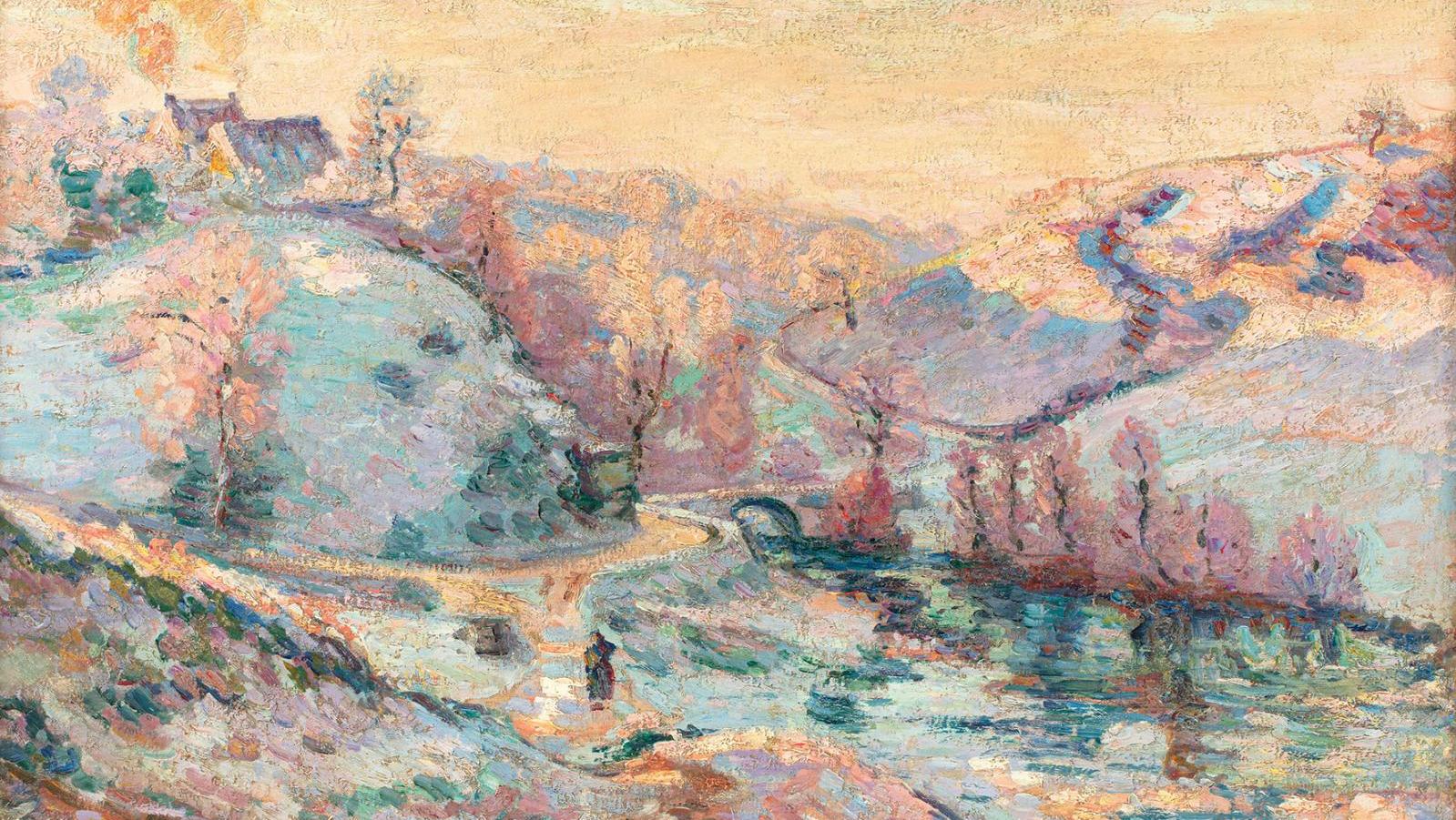 Armand Guillaumin (1841-1927), La Sedelle, neige en automne ou Gelée blanche, le... Neige impressionniste de printemps d'Armand Guillaumin
