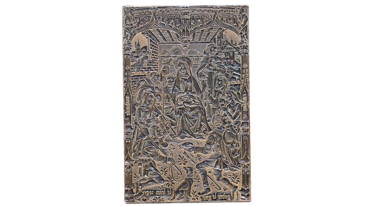 Matrice originale en cuivre représentant «L’Adoration des bergers», Paris, 1498,... Une matrice du XVe siècle pour la BnF