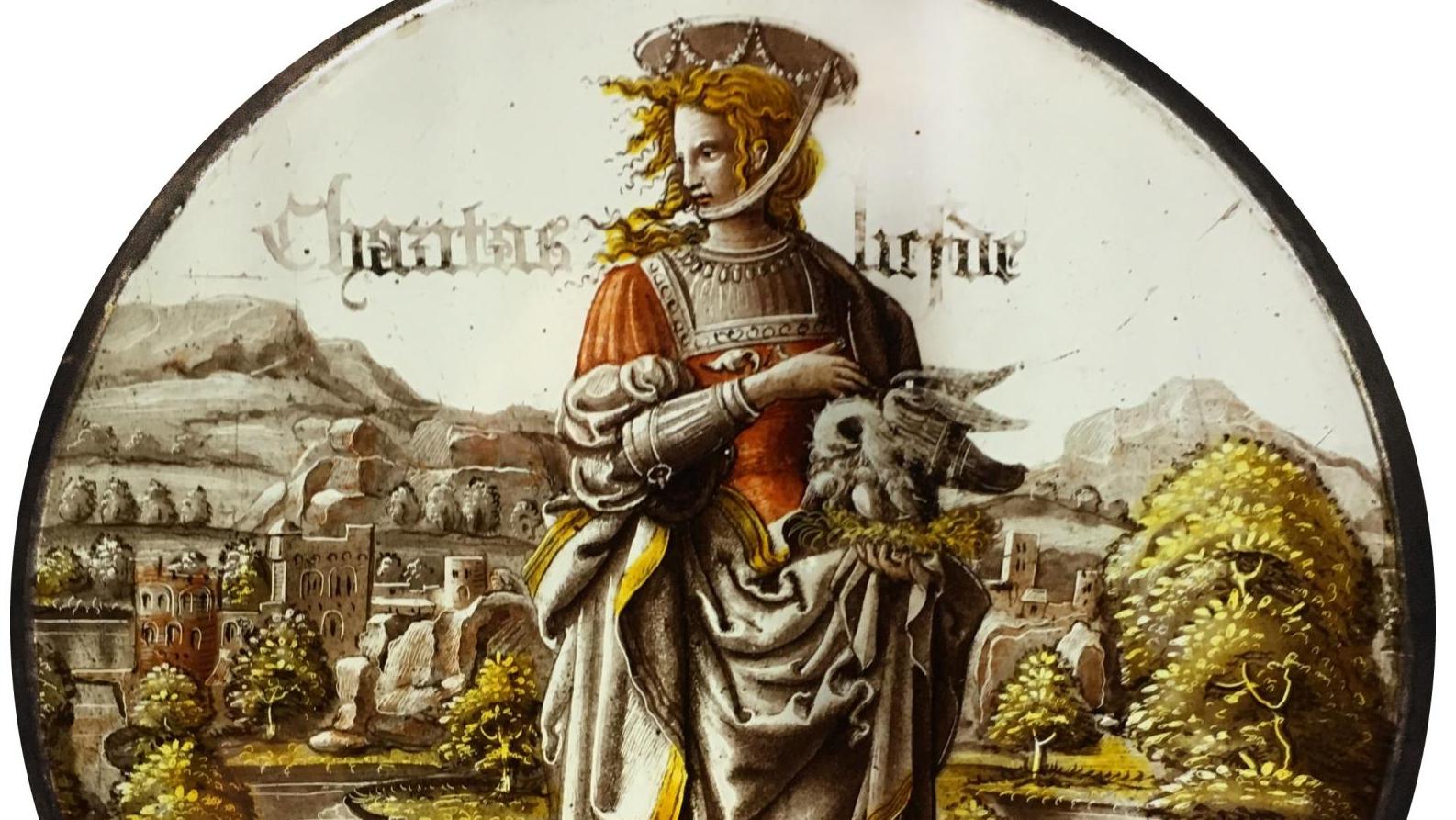 David Joris (?)/Maître colonais, Allégorie de la Charité, vers 1525-1550, Historisches... À Bâle : Lumineuses figures. Dessins et vitraux d’Holbein à Ringler