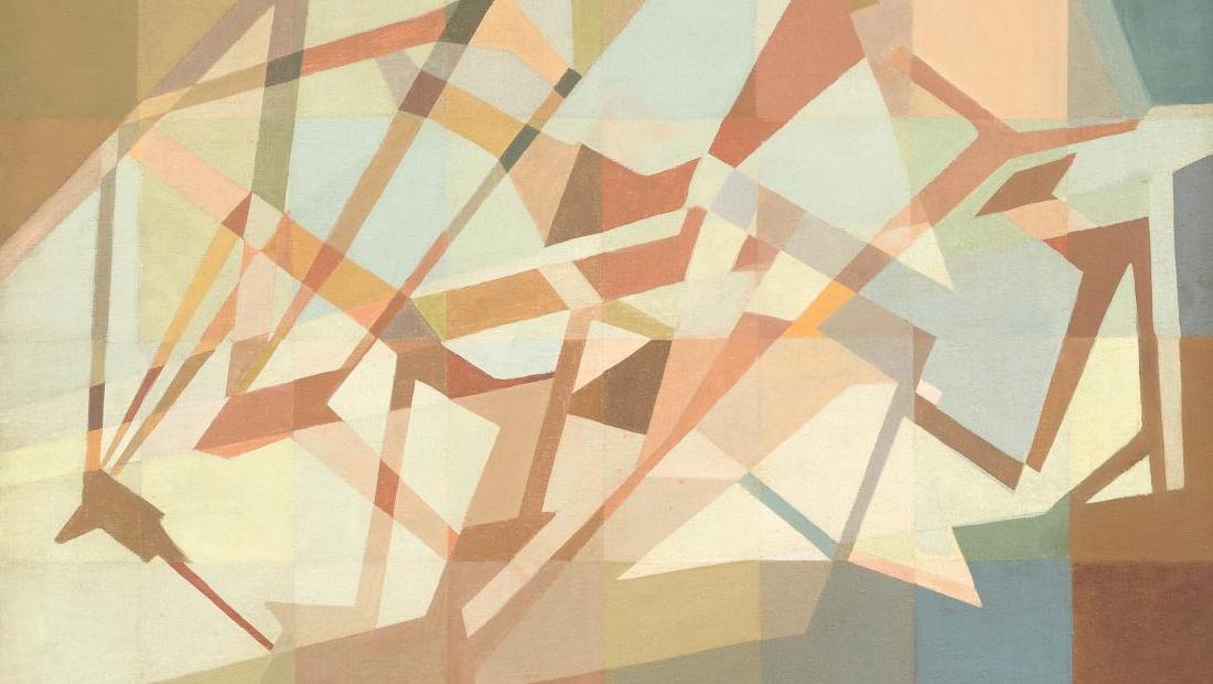 Lygia Clark, Sans titre, 1956, huile sur toile, 113,5 x 79,5 cm, collection privée,... Guggenheim Bilbao : Lygia Clark. La peinture comme champ d’expérimentation, 1948-1958