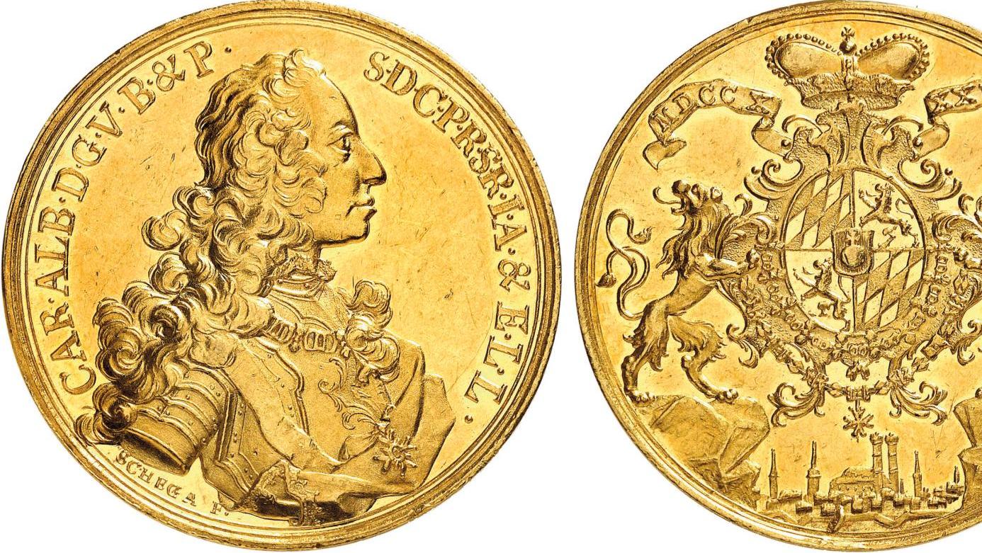 Charles Albert (1726-1745), 10 ducats d’or, 1739, Munich, 34,98 g. Estimation : ... Charles Albert, empereur en devenir