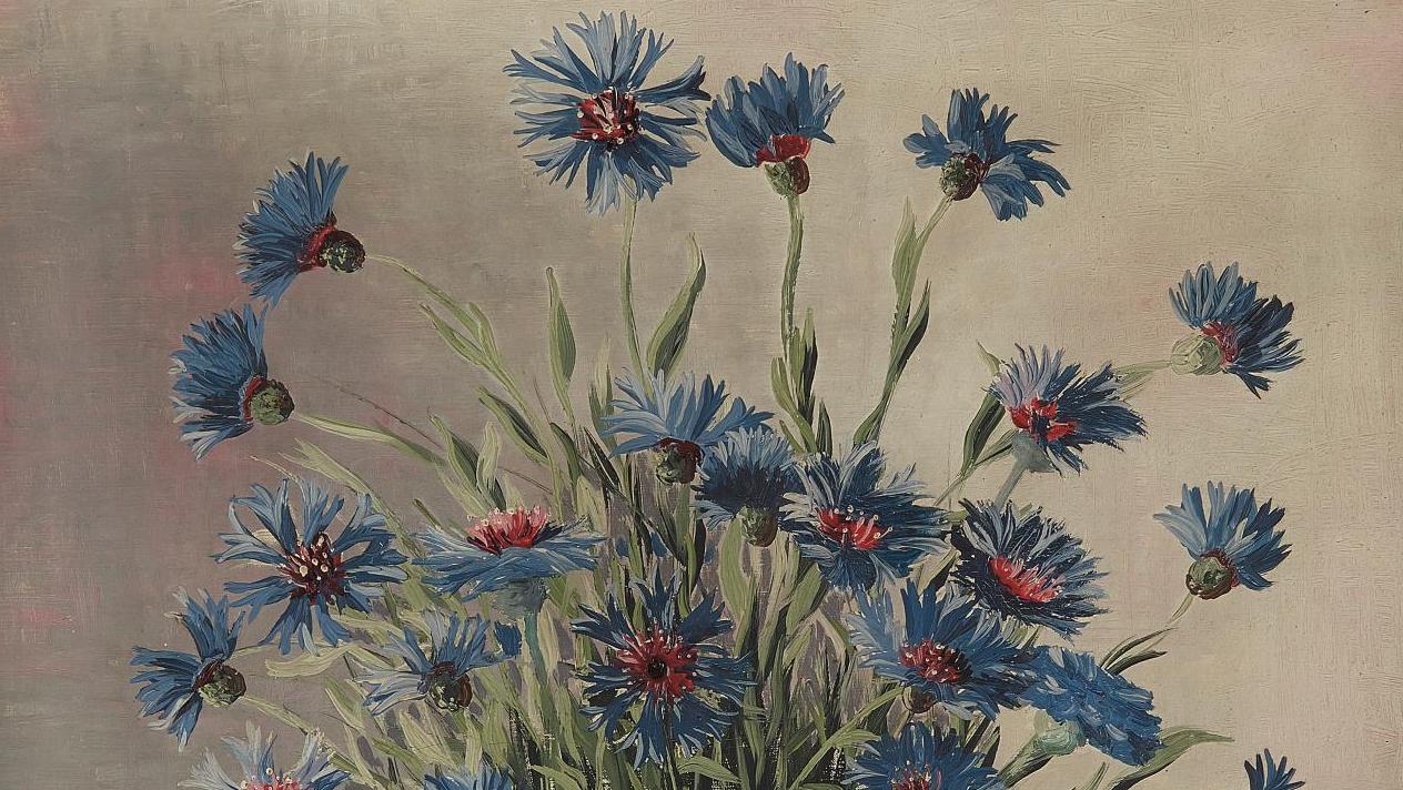Moïse Kisling (1891-1953), Les Bleuets, 1928, huile sur toile, 65 x 46 cm. Estimation... Kisling et les bleuets