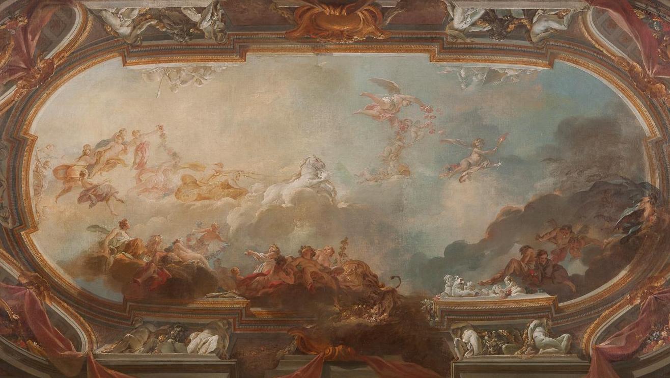 Jean-Baptiste-Marie Pierre (1714-1789), Projet de plafond avec le char d’Apollon,... Quand le patrimoine  fait recette