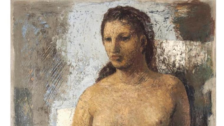 Jean Souverbie (1891-1981), Nu à la draperie, 1934, huile sur panneau, 148 x 67 cm.... À Marseille, les paysages et les visages du Sud