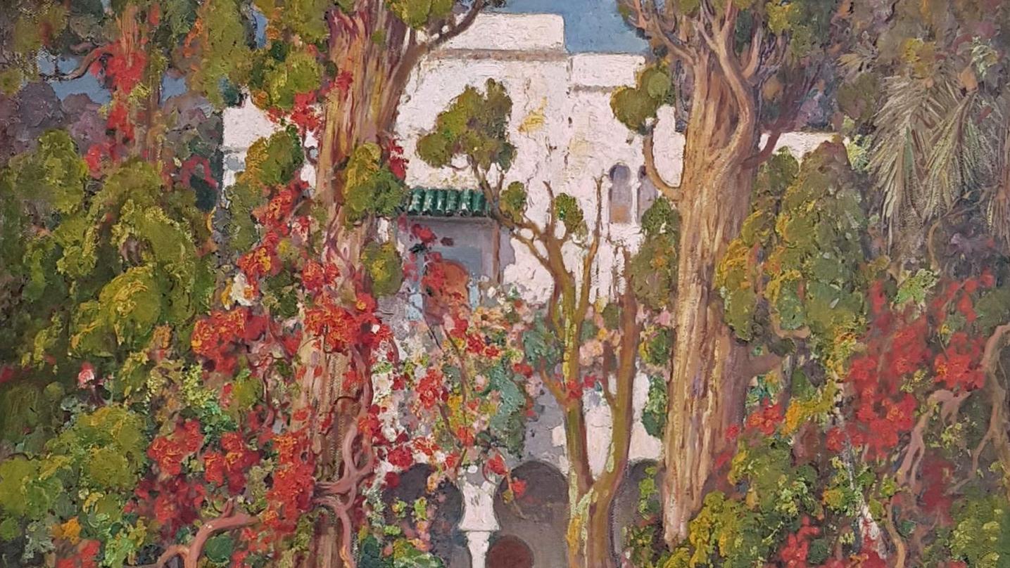 Eugène Deshayes (1862-1939), Villa Abd-el-Tif, Alger, huile sur carton, 80 x 73 cm.... La villa Abd-el-Tif, au cœur de la création algéroise
