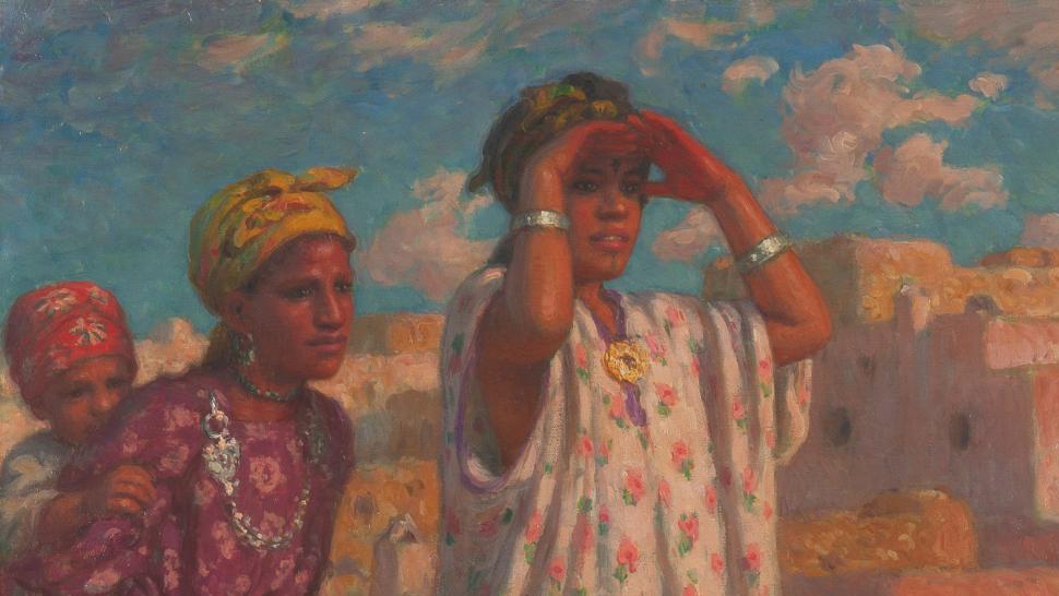 Étienne Dinet (1861-1929), Little girls looking into the distance, oil on canvas,... In the Footsteps of Étienne Dinet