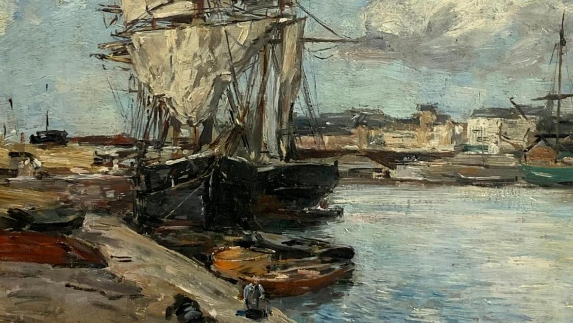 Eugène Boudin (1824-1898), Trouville, le port, signed oil on panel, 35.5 x 27 cm.Estimate:... Eugène Boudin, Seascape Painter