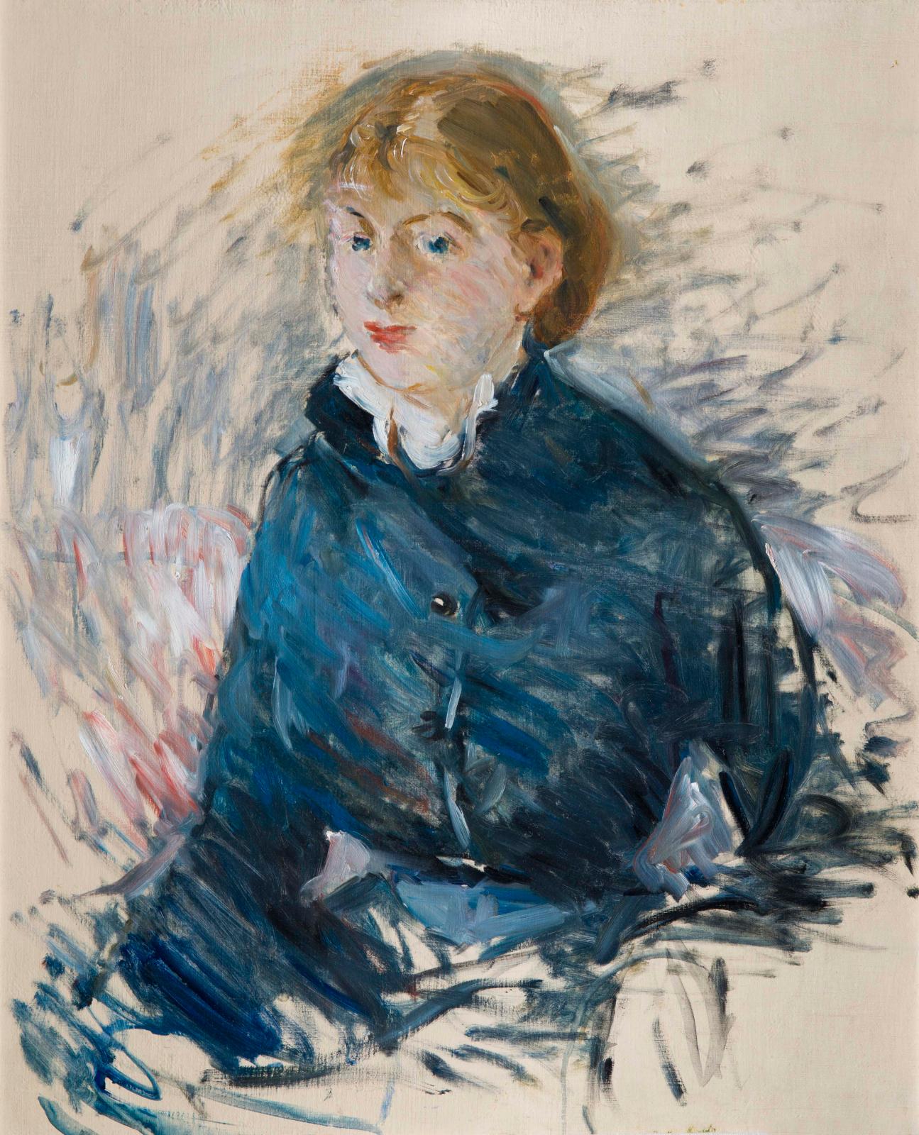 Berthe Morisot (1841-1895), Portrait de Louise Riesener, 1881, huile sur toile, 73 x 60 cm. Damien Boquet Art.Louise (1860-1944) est la fille du peint