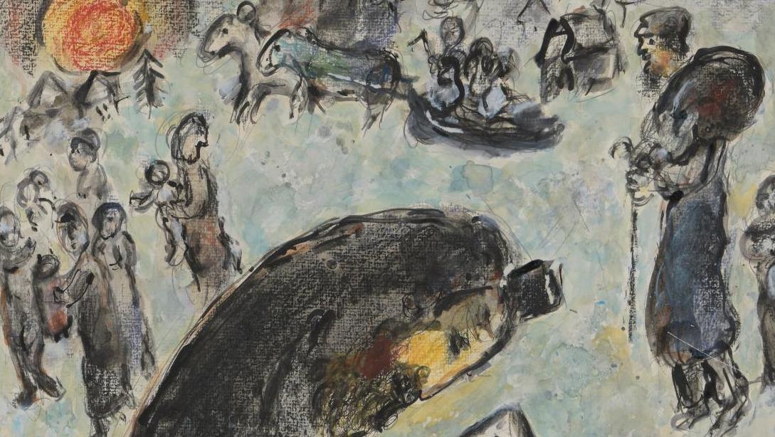 Marc Chagall (1887-1985), Le Juif en prière, lavis, gouache, encre de Chine et crayons... Chagall et le peuple du Livre