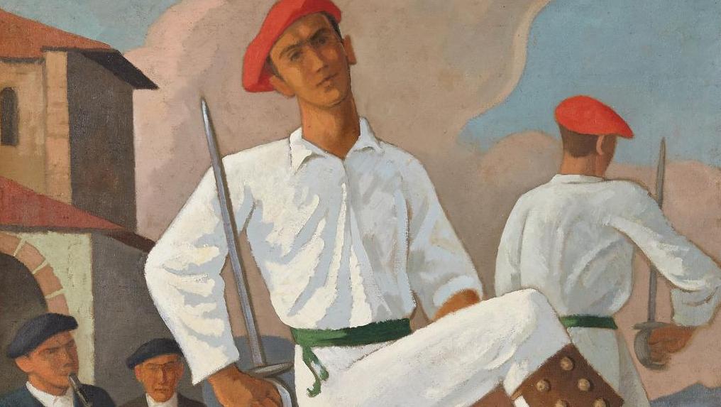 Ramiro Arrue (1892-1971), Ezpata Dantzari or Sword Dancer, canvas mounted on panel,... Ramiro Arrue's Country