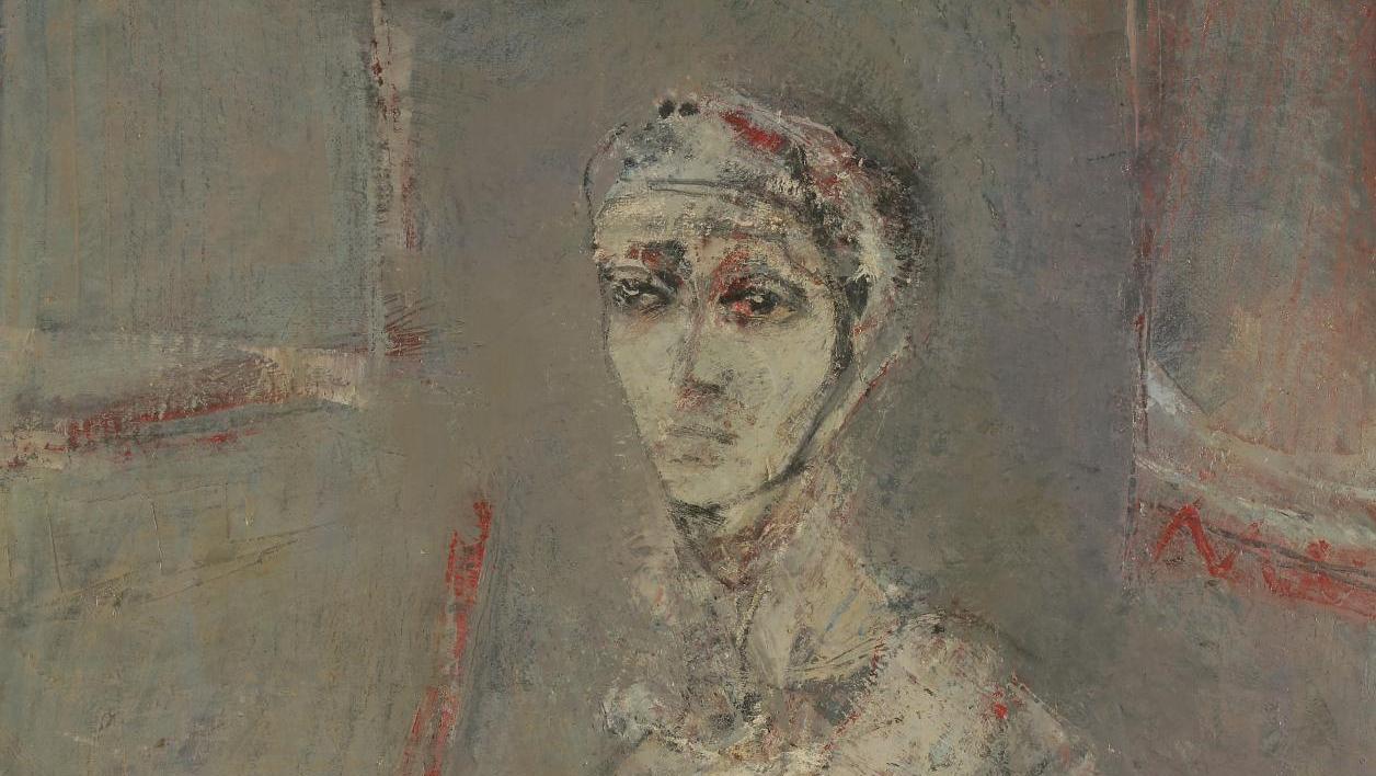 M’hamed Issiakhem (1928-1985), La Femme enceinte, 1982, huile sur toile, 100 x 81 cm.Adjugé :... L'art moderne et contemporain par-delà les frontières