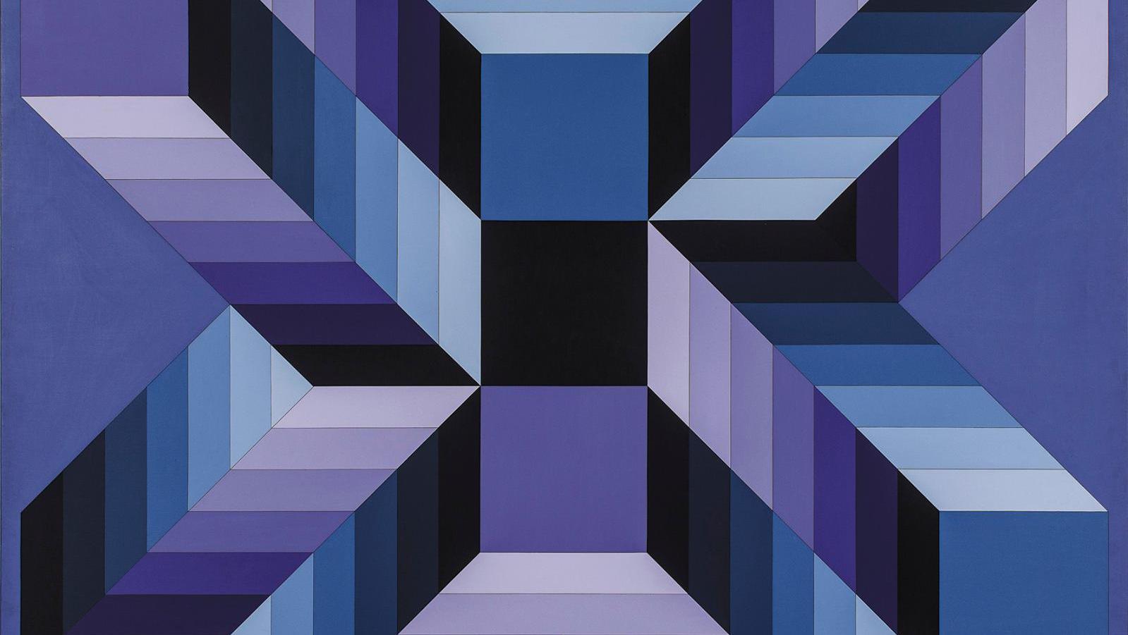 Victor Vasarely (1906-1997), P. 1093 Bios, acrylique sur toile, datée 1979-1982,... La méthode Vasarely