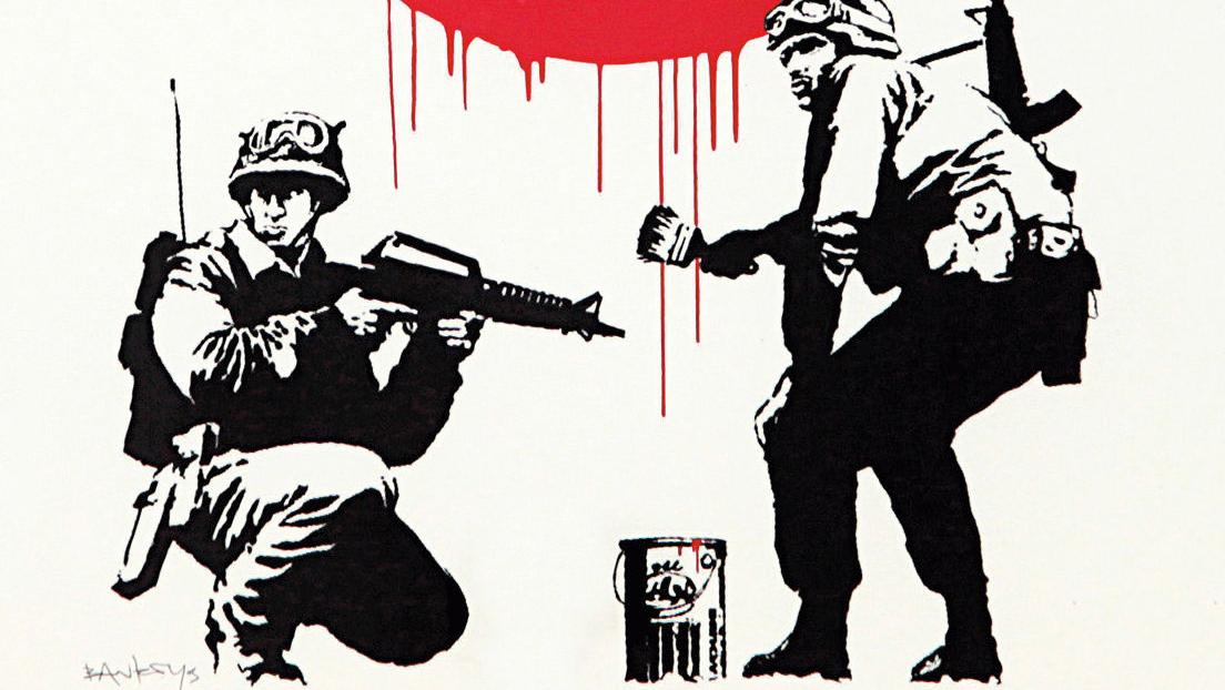 Banksy (né en 1975), CND Soldiers, 2005, sérigraphie en couleurs, signée, numérotée,... Le commandement selon Banksy