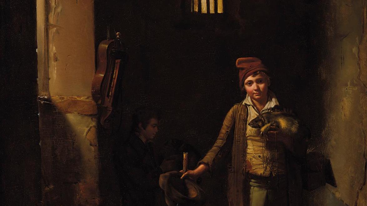Claude Bonnefond (1796-1860), La Chambre des petits Savoyards, 1817, huile sur toile,... Les charmes de l’enfance