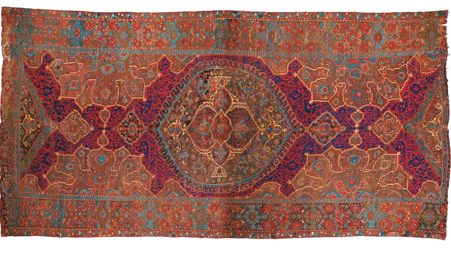Asie Mineure, fin du XVIIe siècle. Tapis ouchak dit « à médaillon », velours en laine... Collection Tchaloyan, les tapis