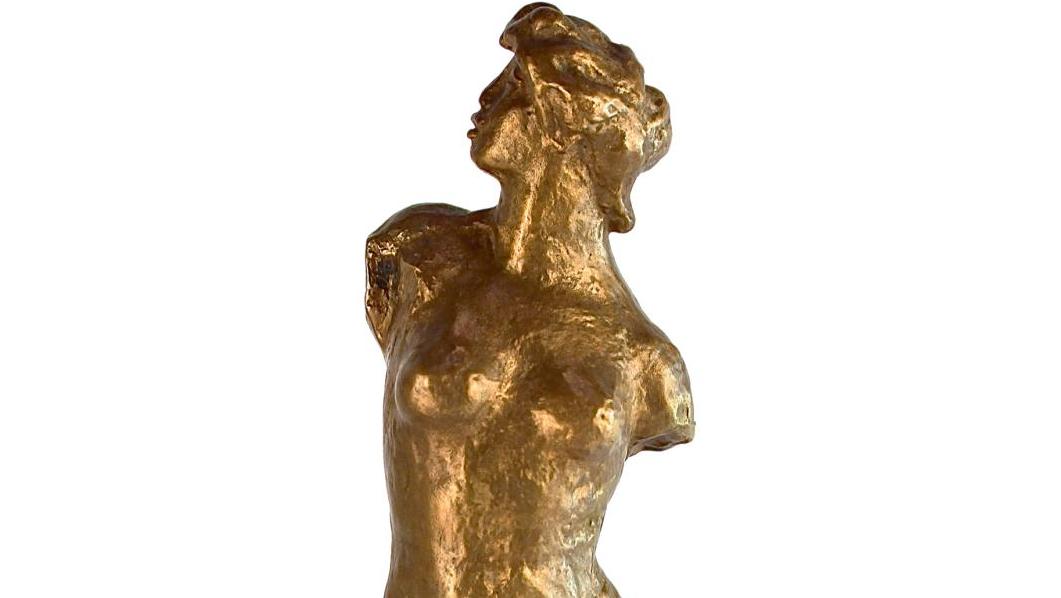 Aristide Maillol (1861-1944), L’Action enchaînée, pièce unique, bronze patiné, monogrammésur... Aristide Maillol, la force au féminin