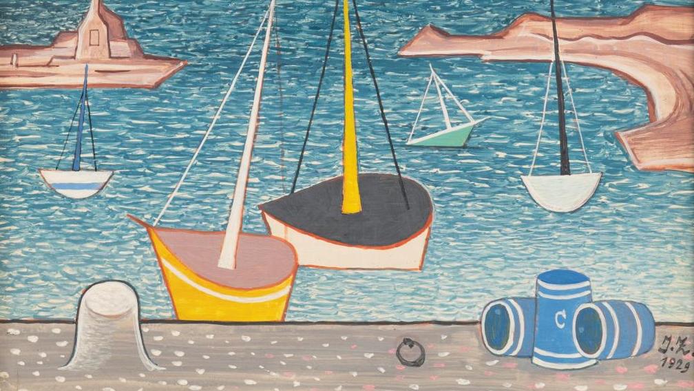 Jan Zrzavý (1890-1977), Boats in Port (Bateaux dans un port), 1929, tempera sur contre-plaqué,... La Bretagne vue par les peintres tchèques