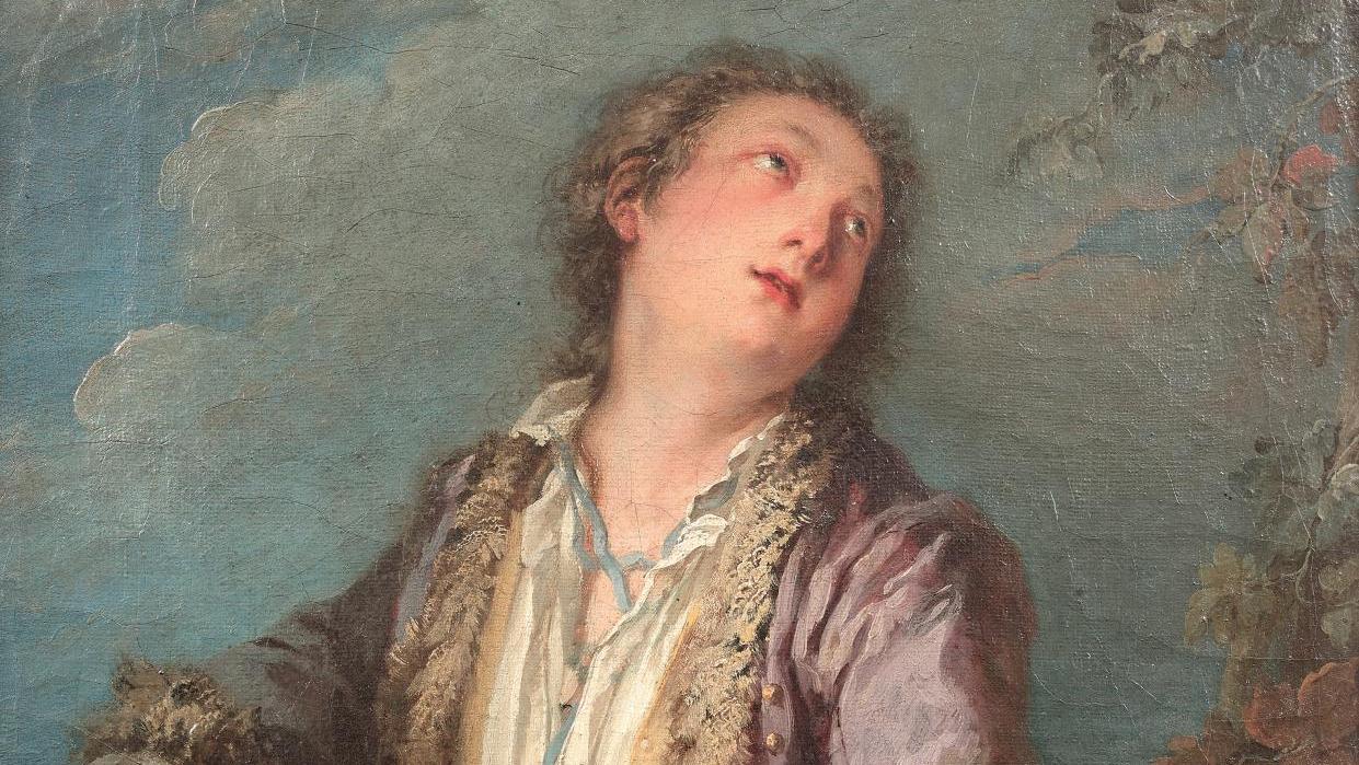 François Boucher (1703-1770), Joueur de vielle “Hurdy-Gurdy Player”, oil on canvas,... Talent Has No Age for Boucher