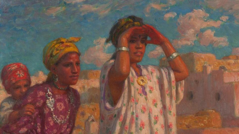 Étienne Dinet (1861-1929), Little girls looking into the distance, oil on canvas,... Étienne Dinet's Very Promising Outlook
