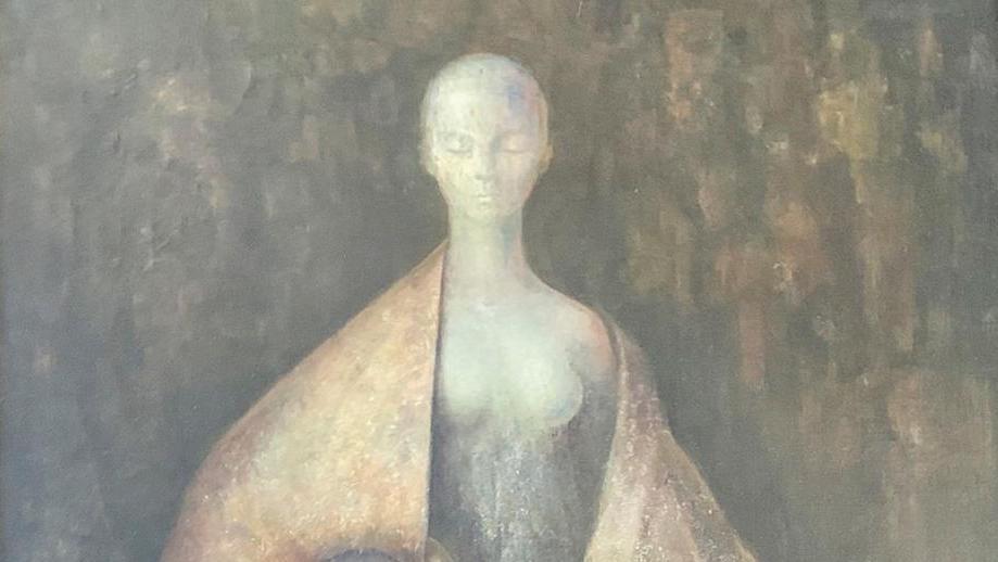 Leonor Fini (1907-1996), La Grotte ou la Gardienne triangulaire, 1955, huile sur... Une figure de gardienne tutélaire de Leonor Fini