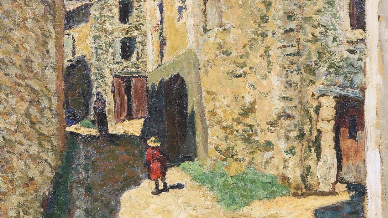 René Seyssaud (1867-1952), Rue à Villes-sur-Auzon, vers 1900, toile, 100 x 81 cm.Estimation... René Seyssaud à la maison