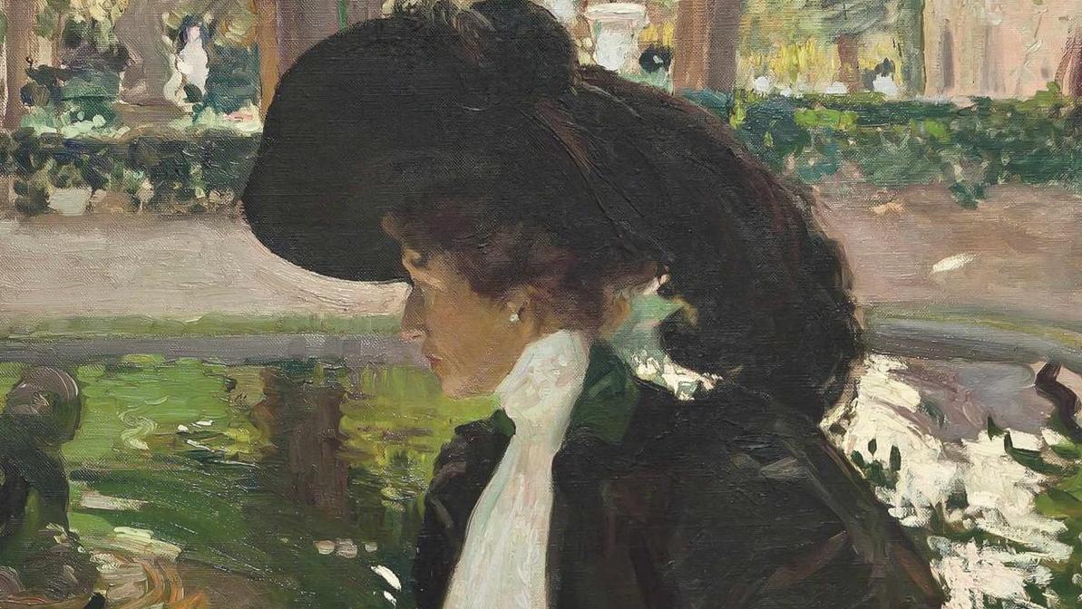 Joaquín Sorolla (1863-1923), Clotilde se promenant dans les jardins de la Granja,... Sorolla, un peintre espagnol à Paris