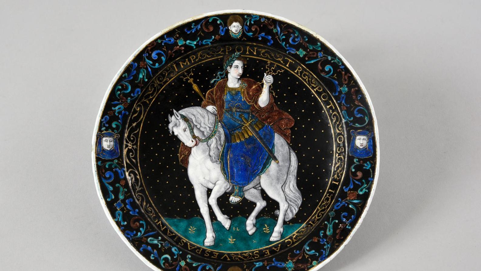 Jean Limosin (vers 1528-1610), Limoges, fin du XVIe siècle, L’Empereur Vespasien... Le cheval blanc de Vespasien par Jean Limosin