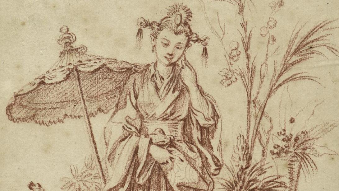 François Boucher ( 1703-1770), Chinoiserie, sanguine, 20,2 x 15,2 cm.Adjugé : 27... La Chine et ses habitants, vus par François Boucher