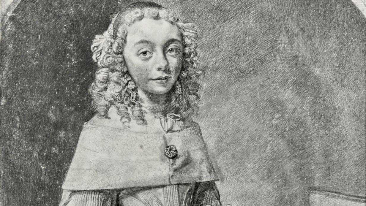 Cornelis Visscher (1629-1658), Portrait d’une dame de qualité, pierre noire sur vélin,... Écoles hollandaise et française à Senlis : les raisons d’un succès