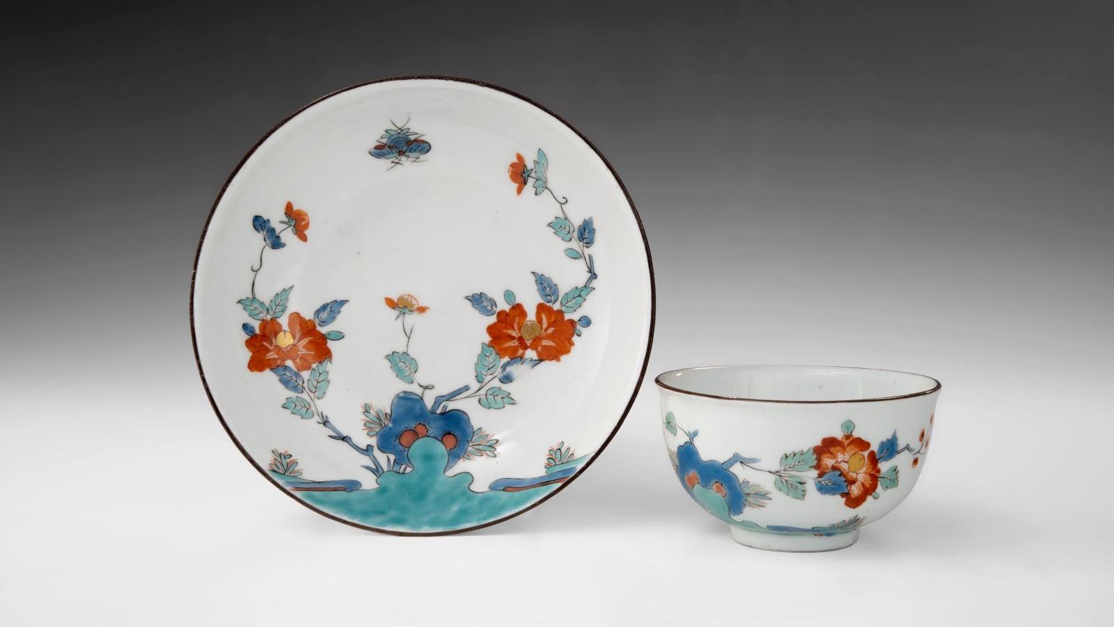 Meissen, around 1735, bowl and saucer in porcelain, polychrome and gold fillet enamel,... Meissen: A Passion for Porcelain
