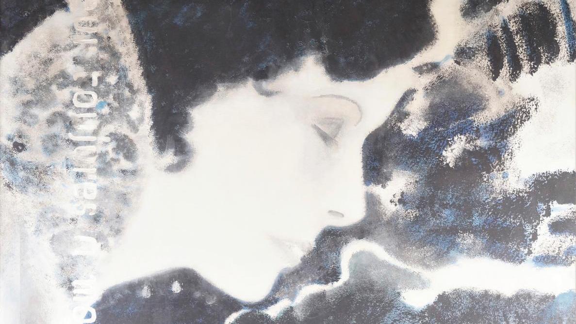 Gilles Aillaud (1928-2005), Cœur toujours à mourivre, Greta Garbo, 1963, huile sur...  Gilles Aillaud : un baiser de cinéma